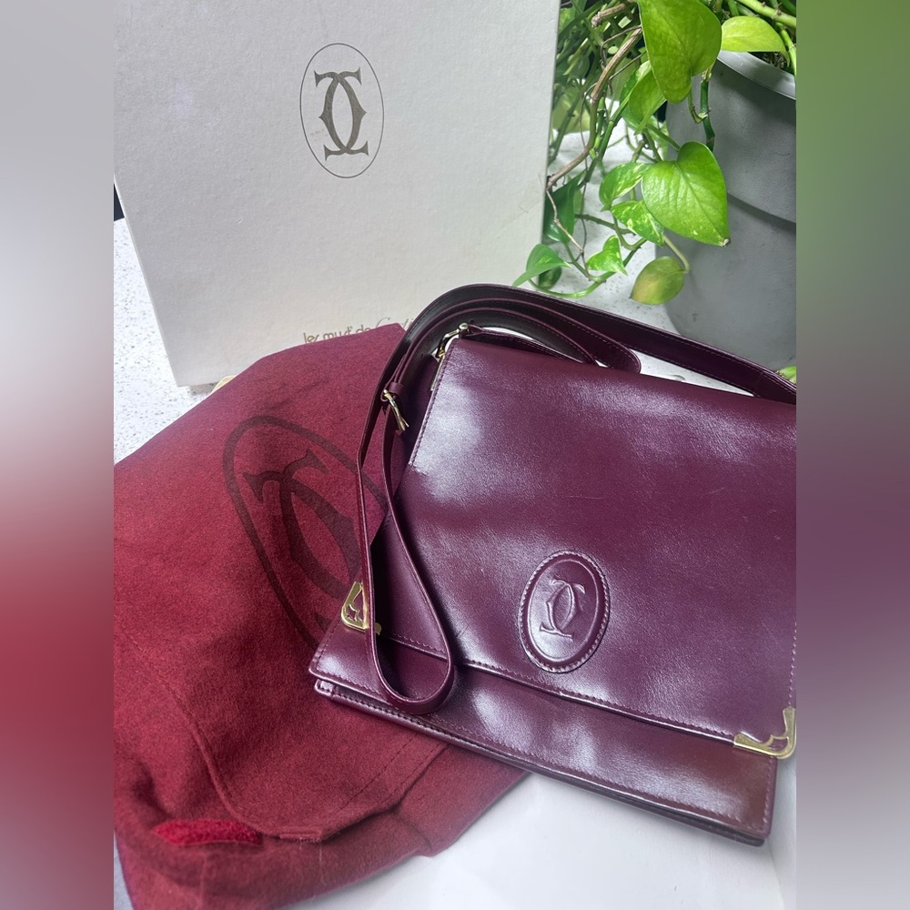 Cartier Rich Burgundy Leather Shoulder Bag